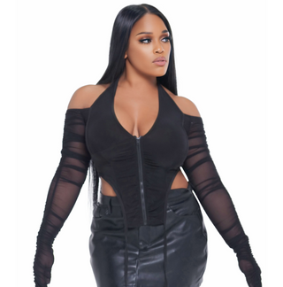MESH MENTIONS TOP BLACK