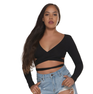 BADDIE BASIC CROP TOP BLACK