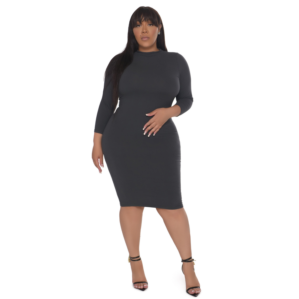 SMOOTH SILHOUETTE DRESS GRAY CURVY – Conceited Avenue