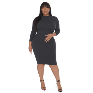 SMOOTH SILHOUETTE DRESS GRAY CURVY